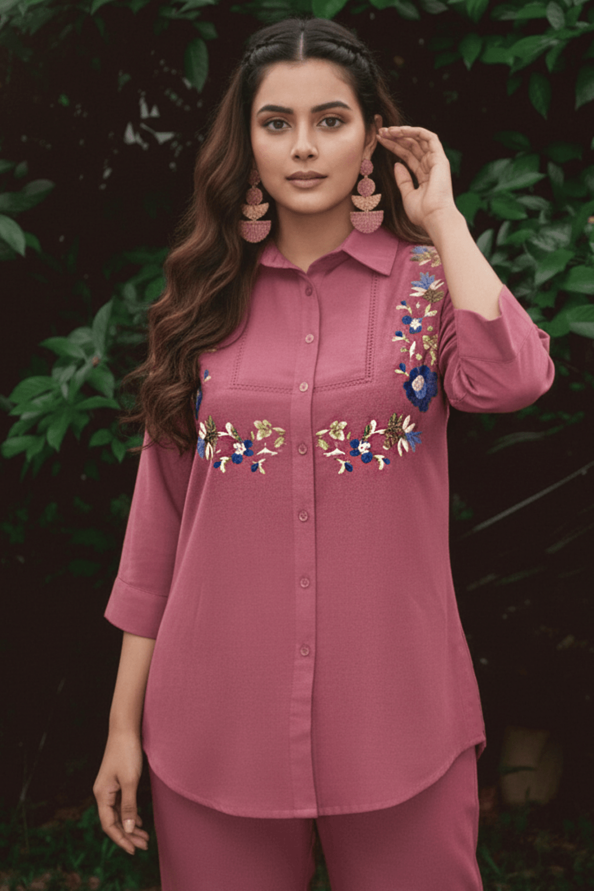 Relaxed Cotton Floral Embroidered Cord Set - Freyaa USA & Canada