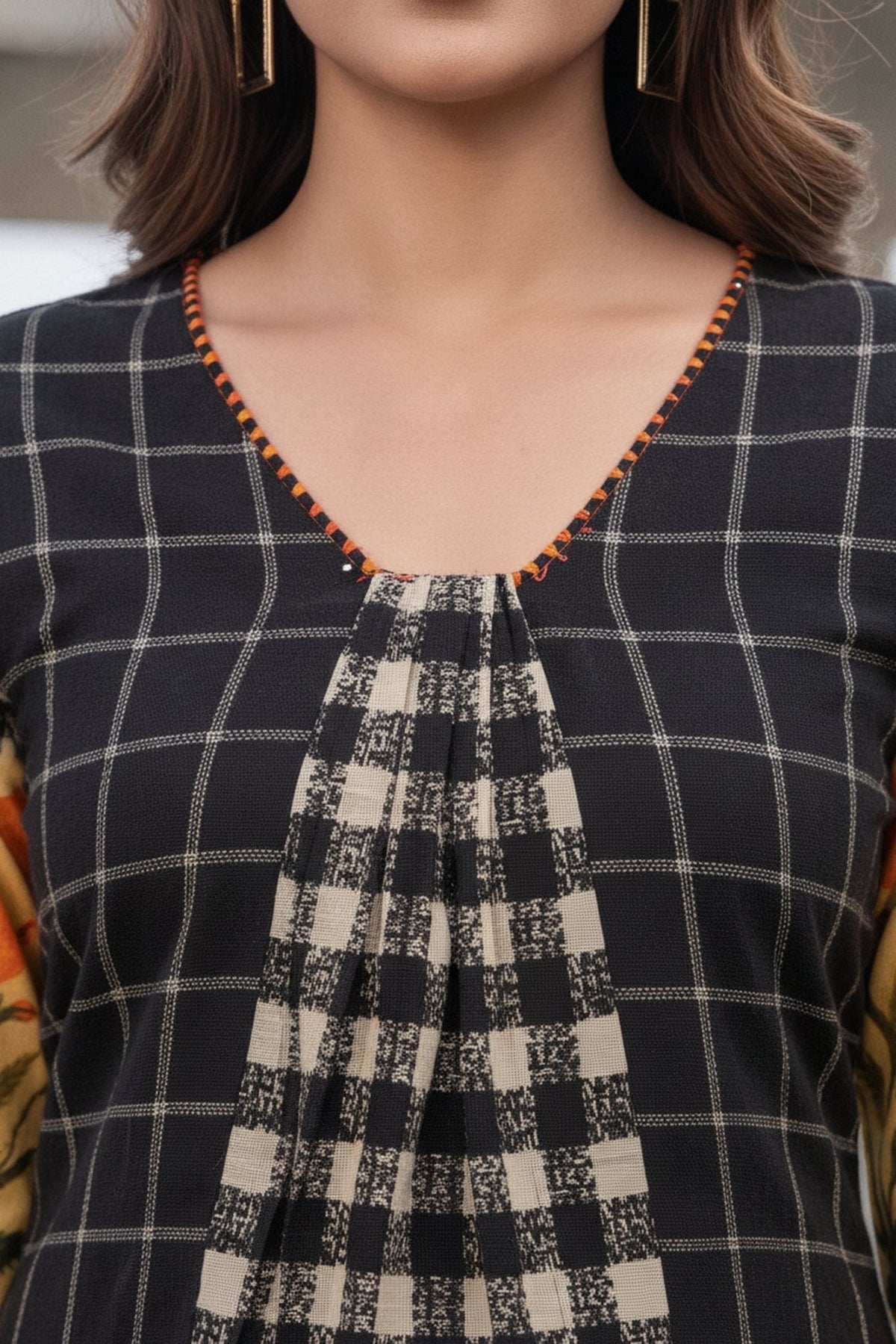 Noir Check & Citrus Print CordSet - Freyaa