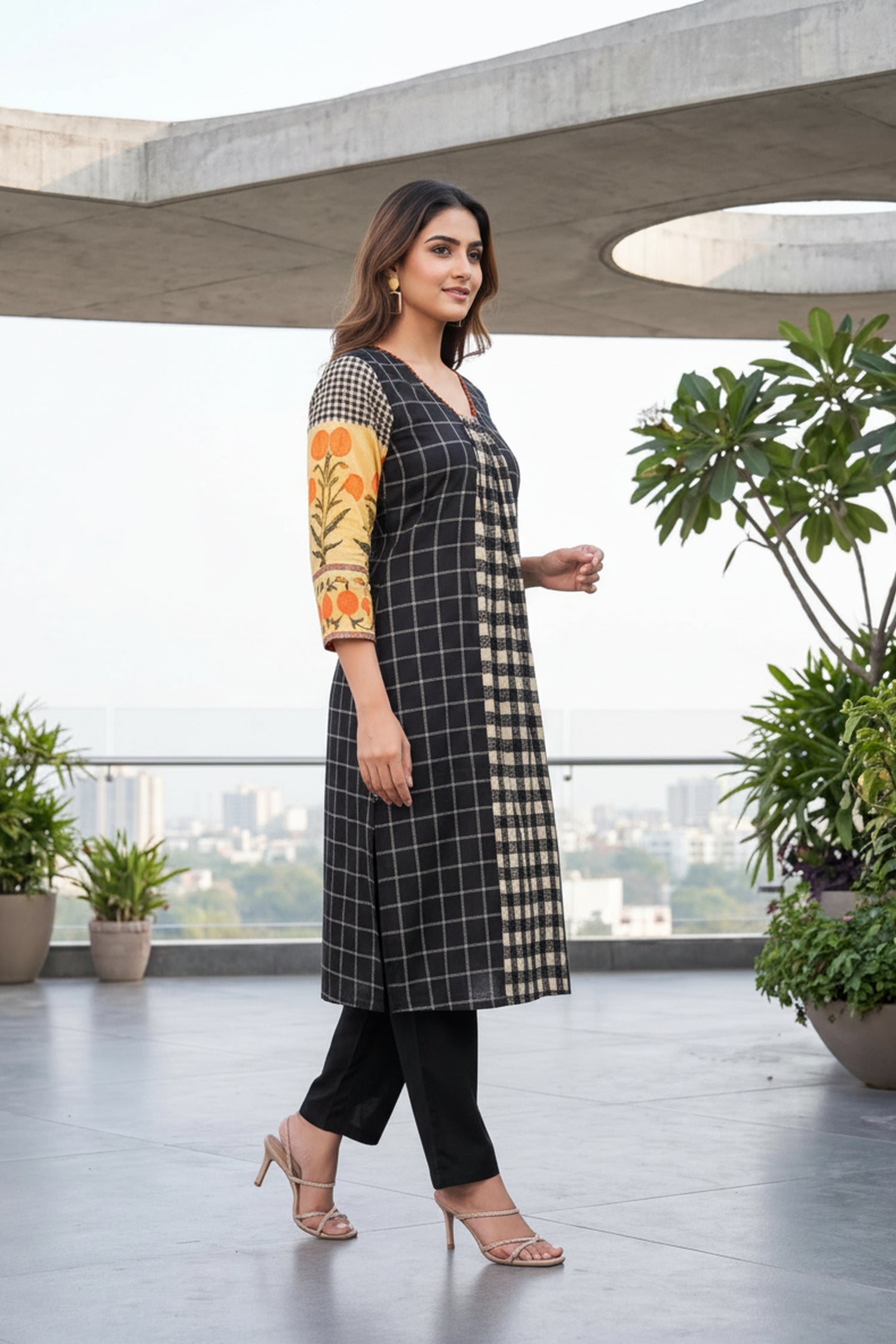 Noir Check & Citrus Print CordSet