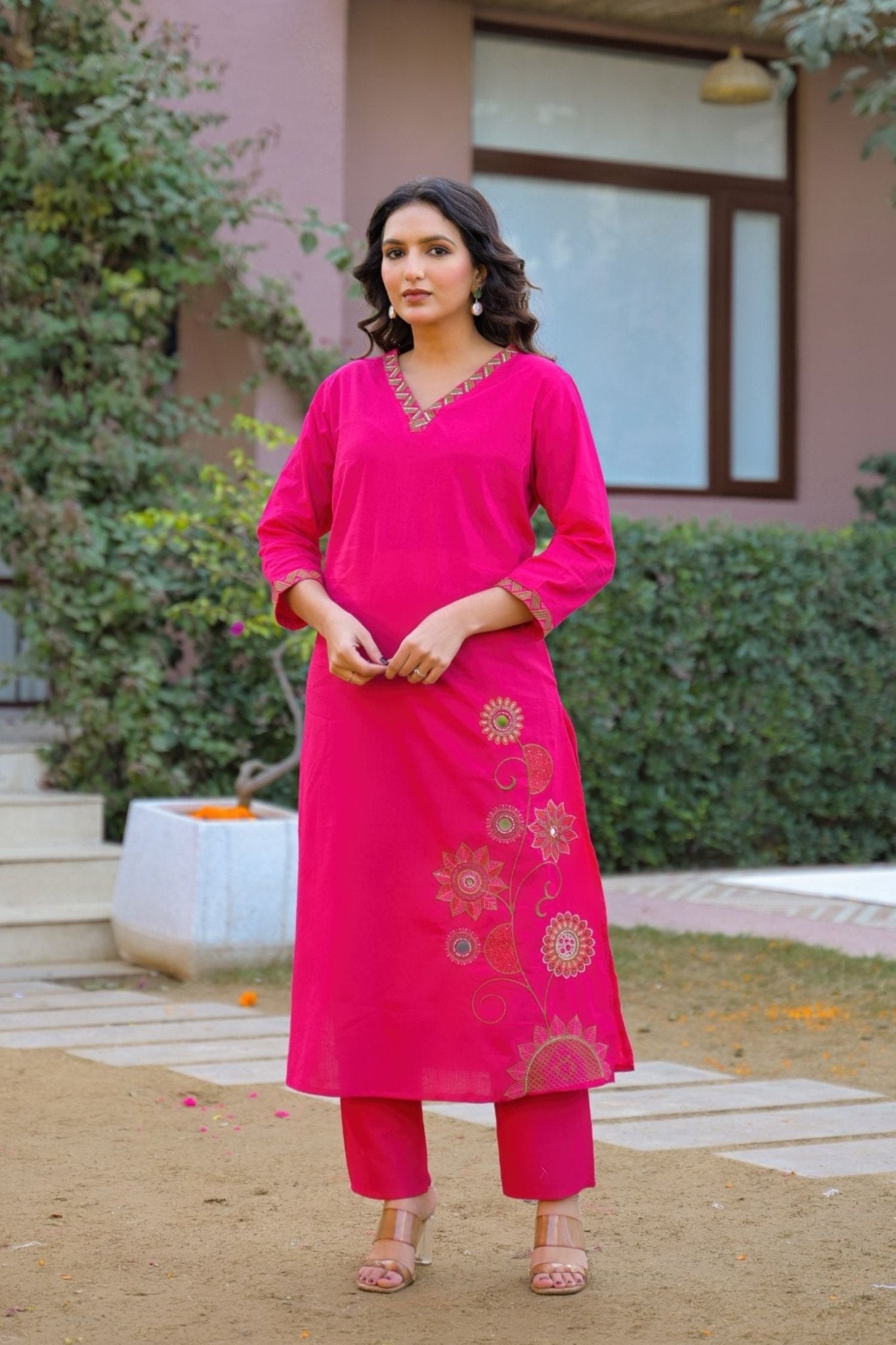 Rani Embroidered Cotton Co-ord Set - Freyaa USA & Canada