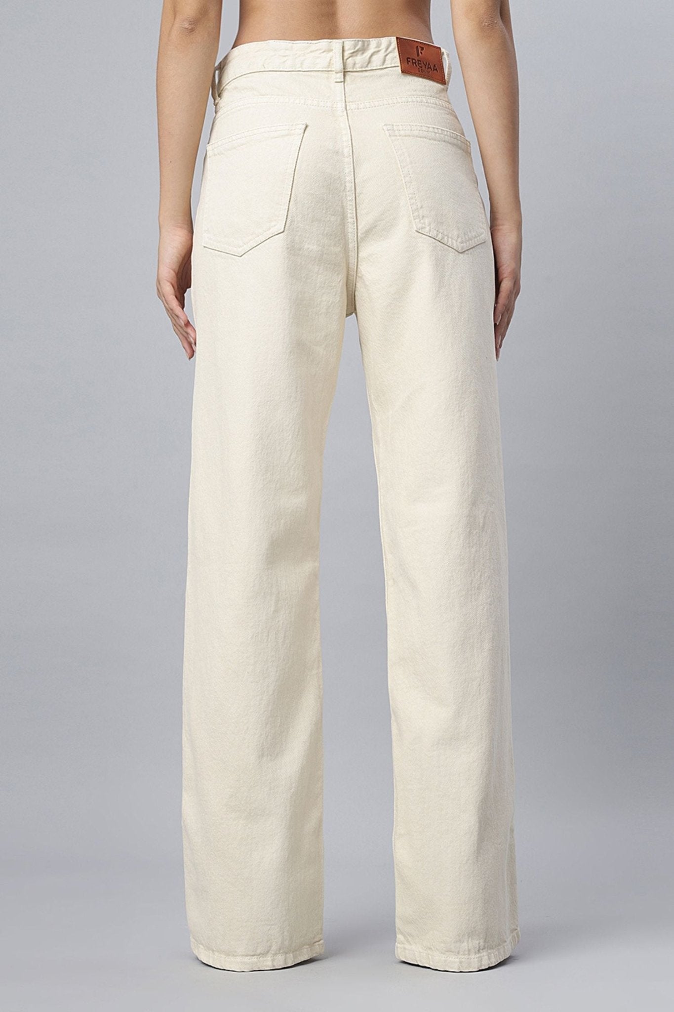 Straight-Leg Denim in Soft Cream - Freyaa USA & Canada