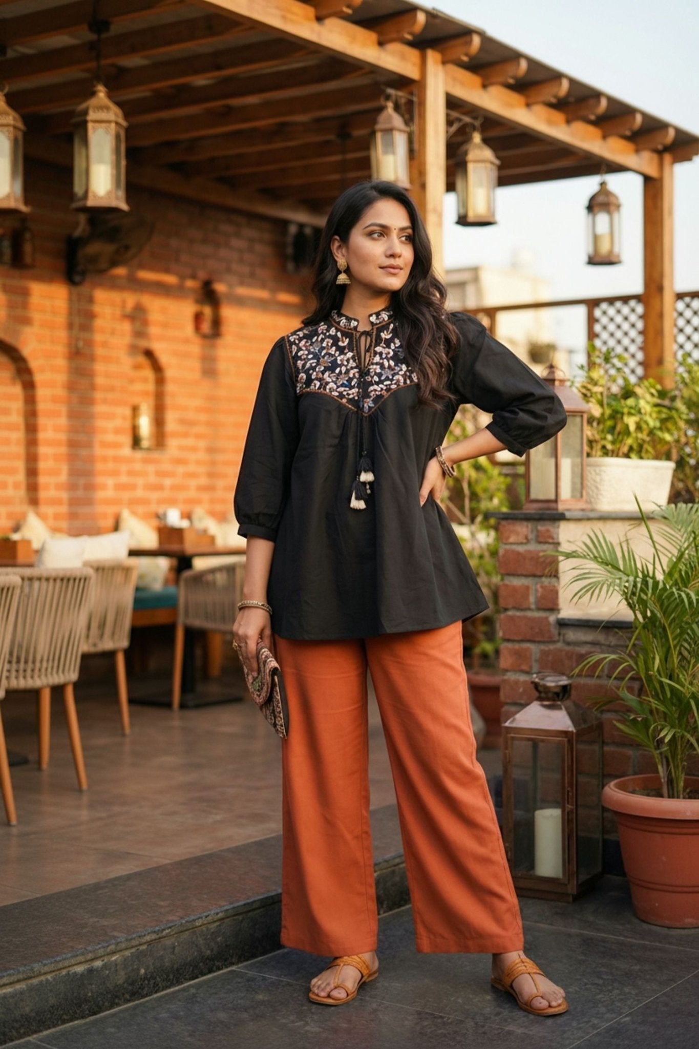 Classic Black Ethnic Top - Freyaa USA & Canada