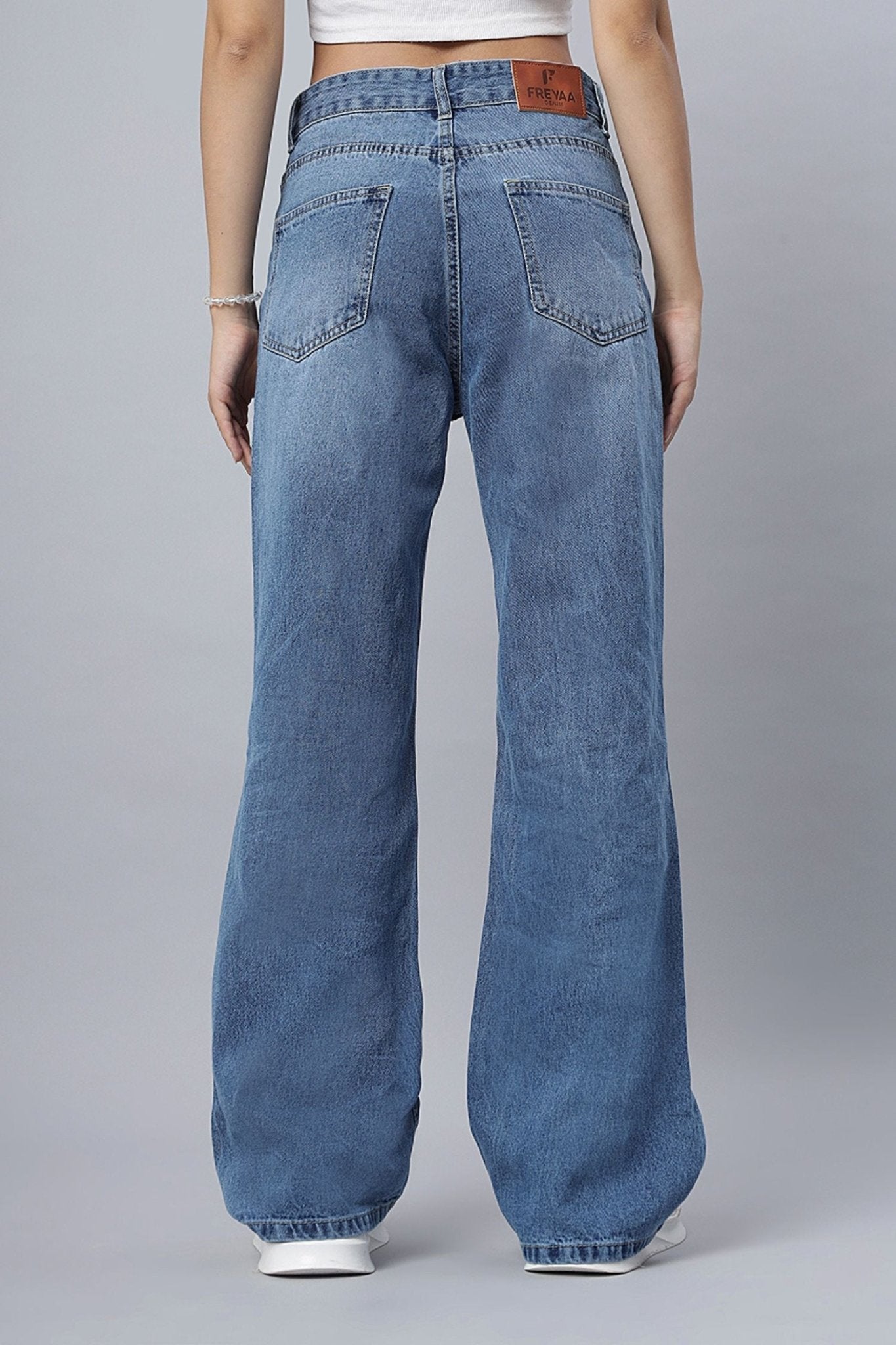 Basic Blue Straight-Leg Ripped Jeans - Freyaa USA & Canada