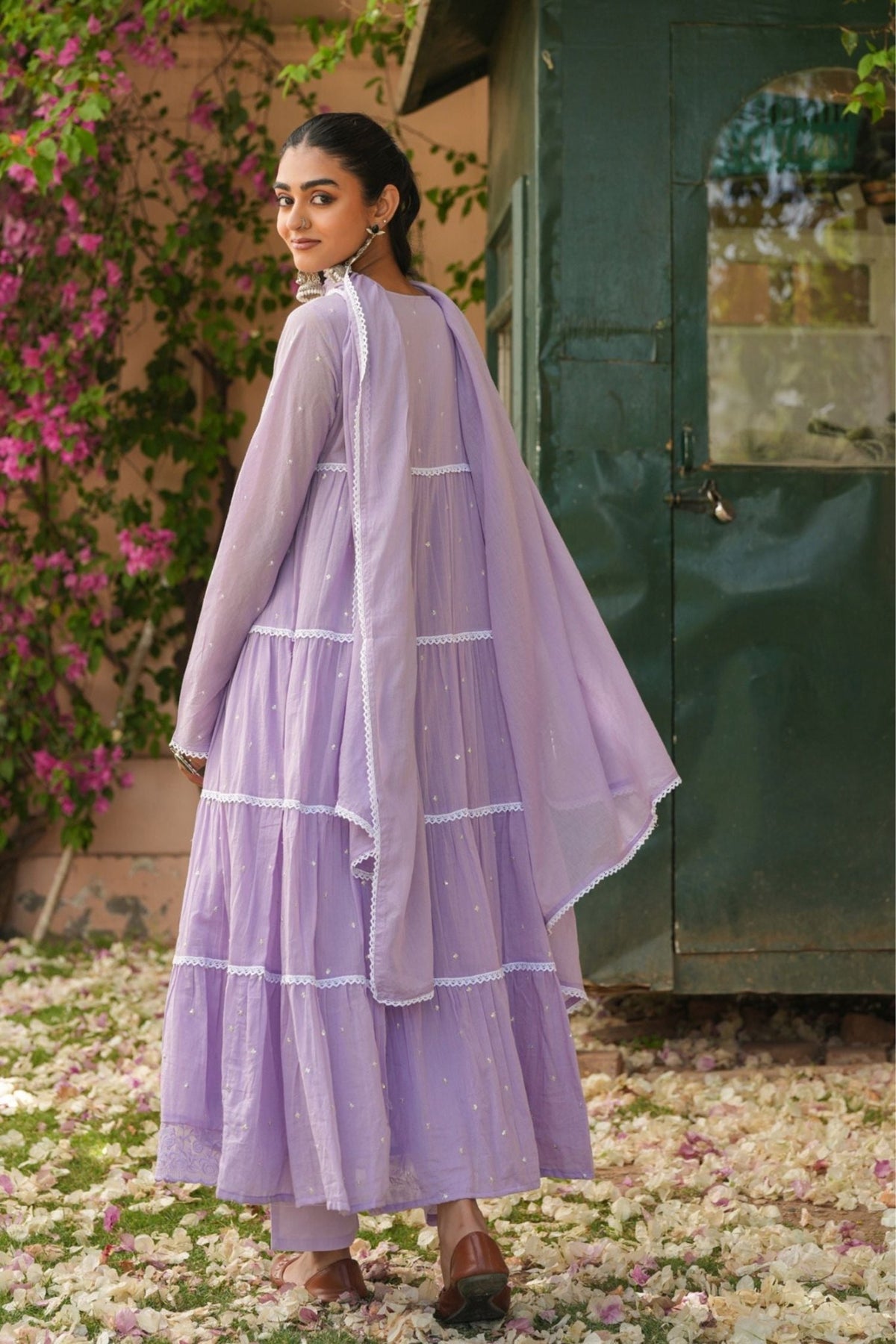 Freyaa Lavender Cotton Anarkali Suit Set With Dupatta - Freyaa USA & Canada