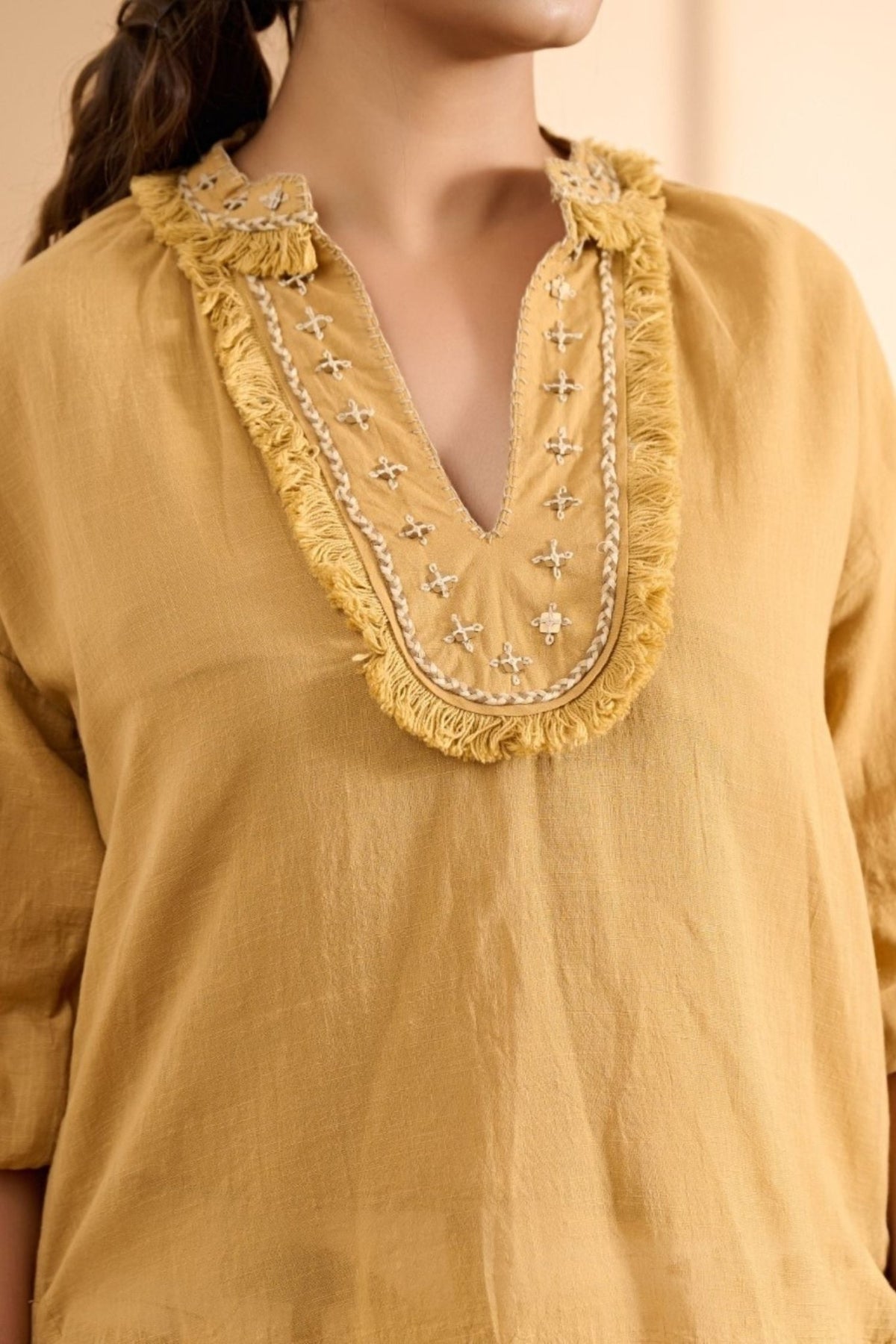 Chic Yellow Cotton Co-ord Set with Printed Trousers - Freyaa USA & Canada