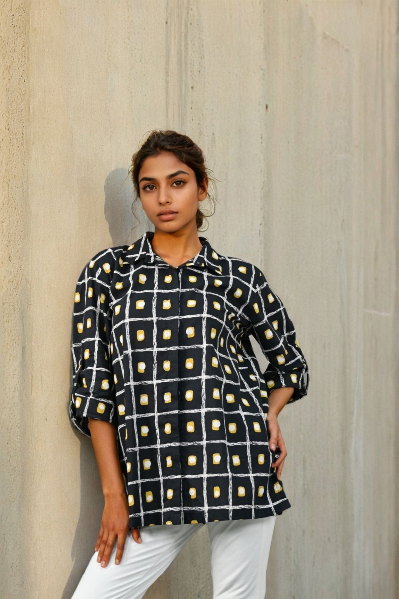 Black Dot Whisper Shirt - Freyaa USA & Canada